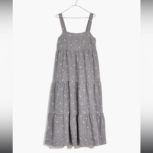 Embroidered Tiered Midi Dress in Gingham Check, XL (Barely worn)